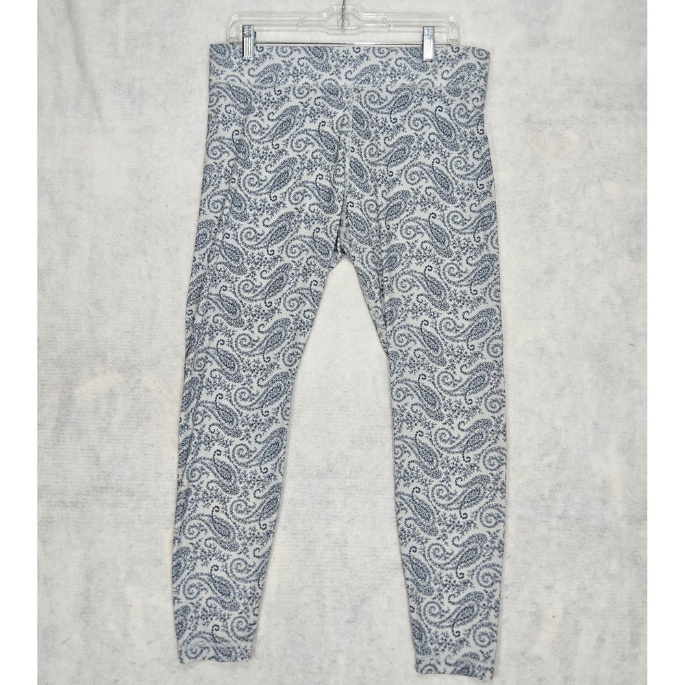 Lands End Base Layer Leggings ThermalSkin Women Sz M 10 Heat Thermal Crop Blue